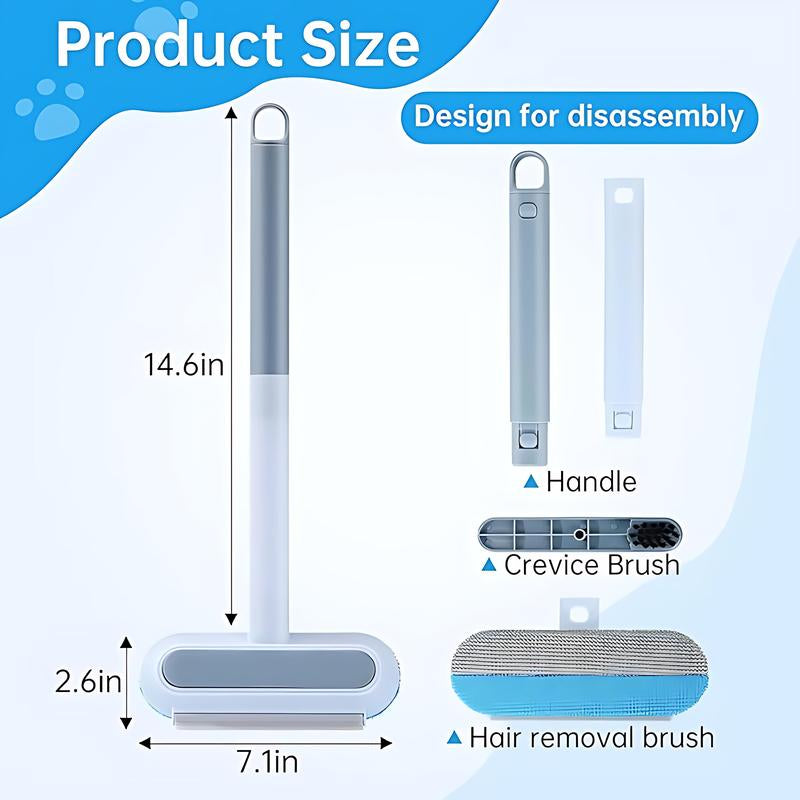 【4 in 1】Pet Hair Removal Tool, Multi-Functional, Reusable, Washable Lint Cleaner for Dog and Cat Hair, Gentle on Furniture, Effective on Carpets, Clothing, Bedding,Pet Hair Remover for Furniture, Cat/Dog Hair Remover with Extra Long Handle
