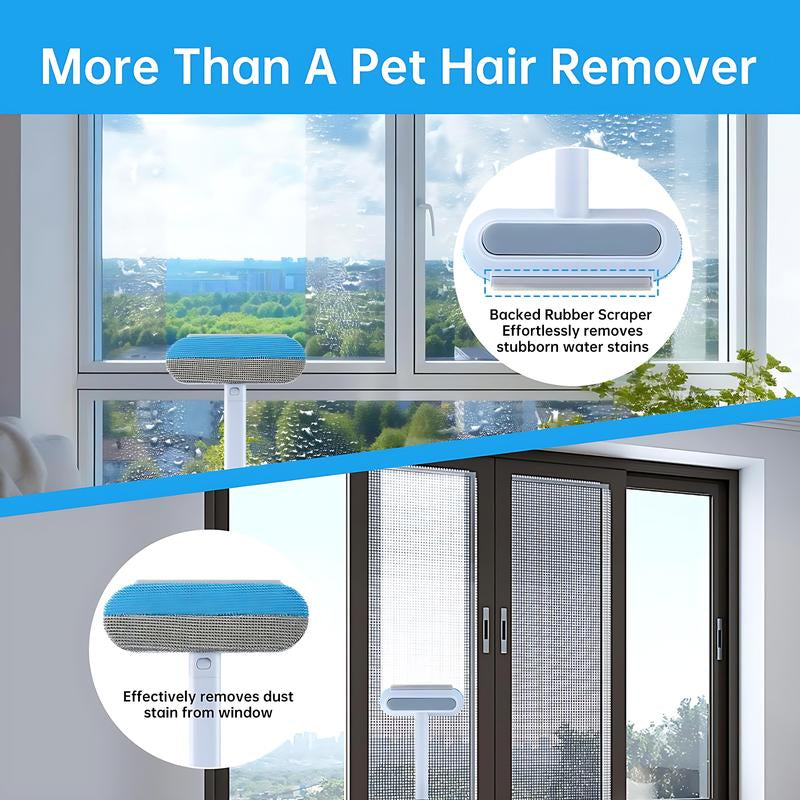 【4 in 1】Pet Hair Removal Tool, Multi-Functional, Reusable, Washable Lint Cleaner for Dog and Cat Hair, Gentle on Furniture, Effective on Carpets, Clothing, Bedding,Pet Hair Remover for Furniture, Cat/Dog Hair Remover with Extra Long Handle
