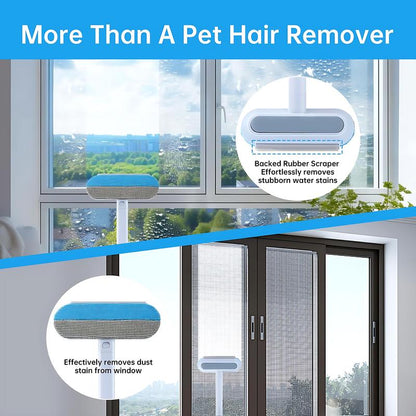 【4 in 1】Pet Hair Removal Tool, Multi-Functional, Reusable, Washable Lint Cleaner for Dog and Cat Hair, Gentle on Furniture, Effective on Carpets, Clothing, Bedding,Pet Hair Remover for Furniture, Cat/Dog Hair Remover with Extra Long Handle
