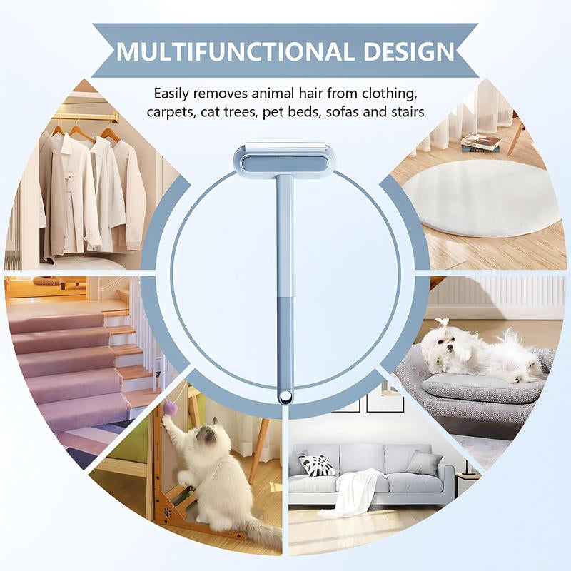 【4 in 1】Pet Hair Removal Tool, Multi-Functional, Reusable, Washable Lint Cleaner for Dog and Cat Hair, Gentle on Furniture, Effective on Carpets, Clothing, Bedding,Pet Hair Remover for Furniture, Cat/Dog Hair Remover with Extra Long Handle