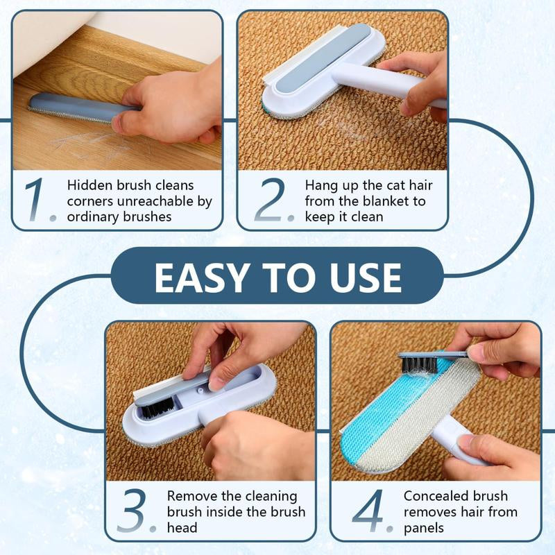 【4 in 1】Pet Hair Removal Tool, Multi-Functional, Reusable, Washable Lint Cleaner for Dog and Cat Hair, Gentle on Furniture, Effective on Carpets, Clothing, Bedding,Pet Hair Remover for Furniture, Cat/Dog Hair Remover with Extra Long Handle