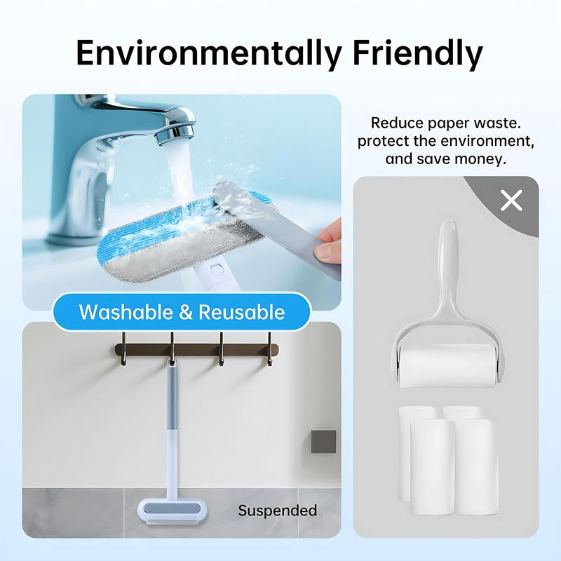 【4 in 1】Pet Hair Removal Tool, Multi-Functional, Reusable, Washable Lint Cleaner for Dog and Cat Hair, Gentle on Furniture, Effective on Carpets, Clothing, Bedding,Pet Hair Remover for Furniture, Cat/Dog Hair Remover with Extra Long Handle