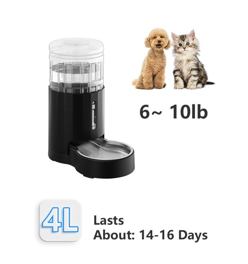 CZPET 4L Pet Water Dispenser for Cats & Dogs Stainless Steel Bowl Automatic Gravity Waterer Cat