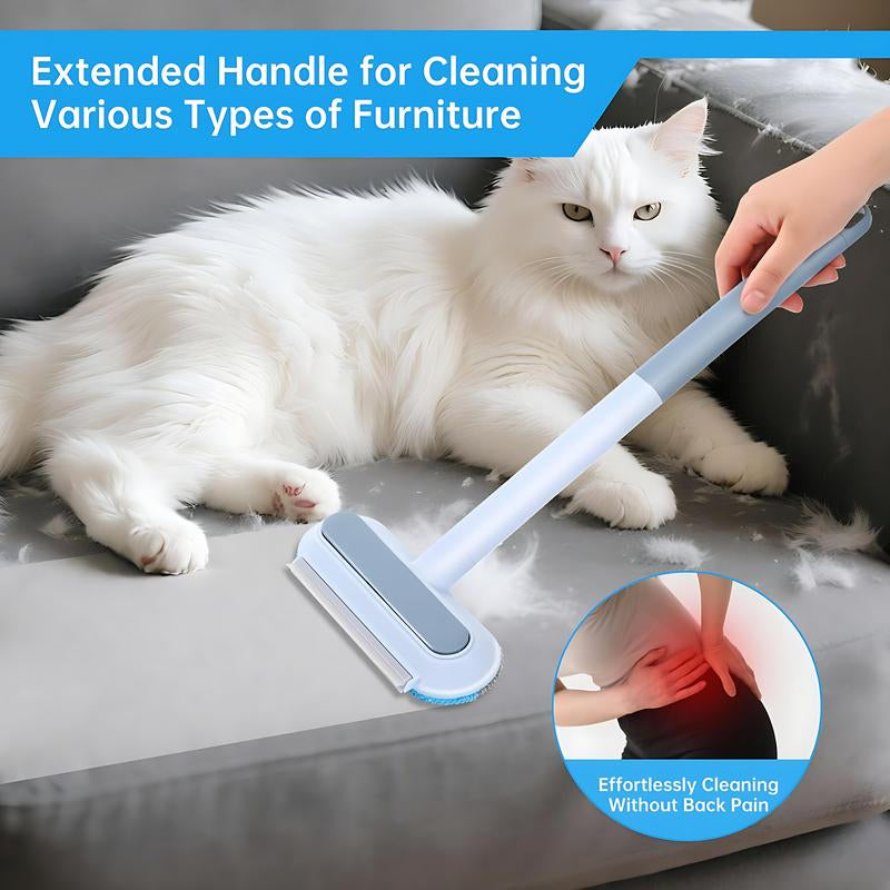 【4 in 1】Pet Hair Removal Tool, Multi-Functional, Reusable, Washable Lint Cleaner for Dog and Cat Hair, Gentle on Furniture, Effective on Carpets, Clothing, Bedding,Pet Hair Remover for Furniture, Cat/Dog Hair Remover with Extra Long Handle