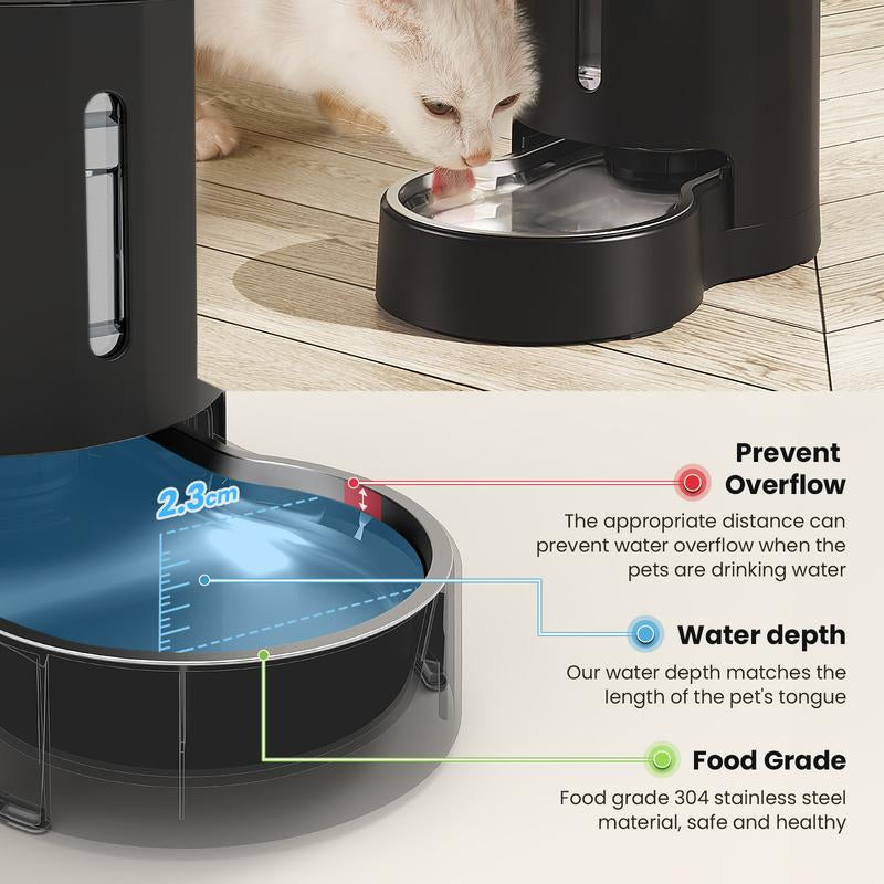 CZPET 4L Pet Water Dispenser for Cats & Dogs Stainless Steel Bowl Automatic Gravity Waterer Cat