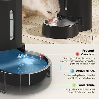 CZPET 4L Pet Water Dispenser for Cats & Dogs Stainless Steel Bowl Automatic Gravity Waterer Cat